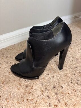 Alexander Wang Black Leather Open Toe Booties Size 36.5
